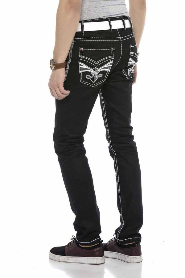 Cipo & Baxx CD553 Embroidered Pocket Detailed Jean Trousers BLACK