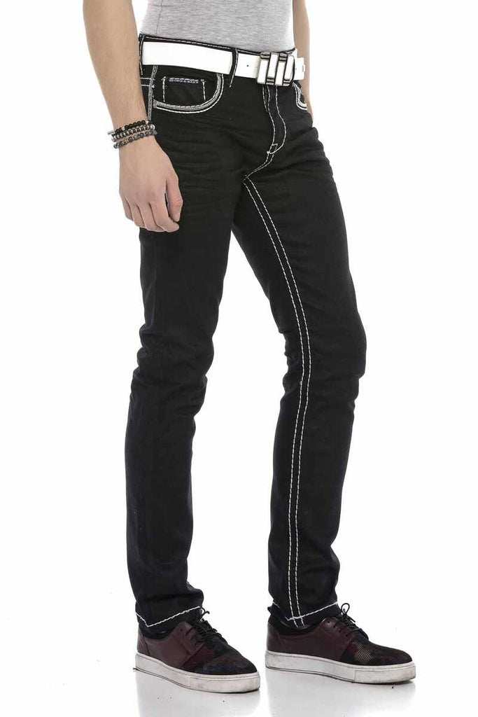 cipo & baxx CD553 Embroidered Pocket Detailed Jean Trousers BLACK