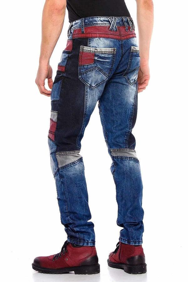 Cipo & Baxx CD574 Embroidered Piece Colored Patchwork Regular Cut Jeans BLUE