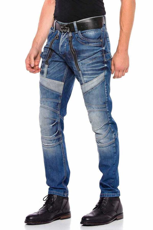 Cipo & Baxx CD577 Piece Stitched Slim Fit Men's Jean Trousers BLUE
