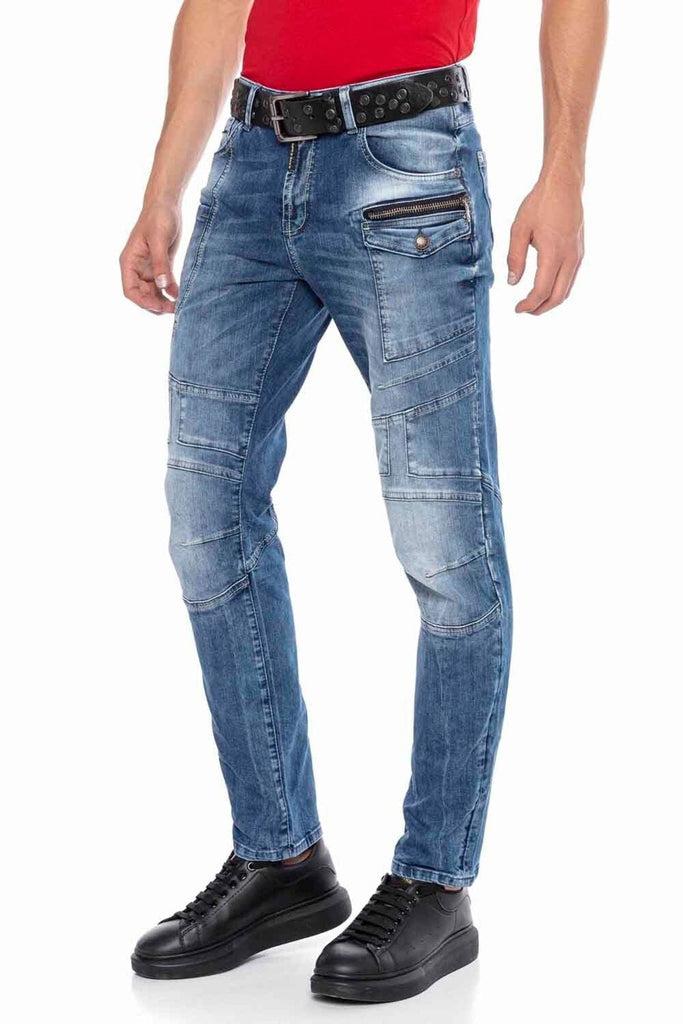 cipo & baxx CD577 Piece Stitched Slim Men's Jean Trousers BLUE