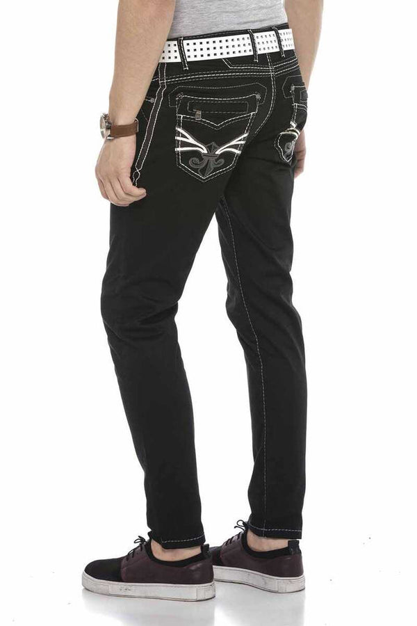 Cipo & Baxx CD585 Back Pocket Embroidered Jean Trousers BLACK