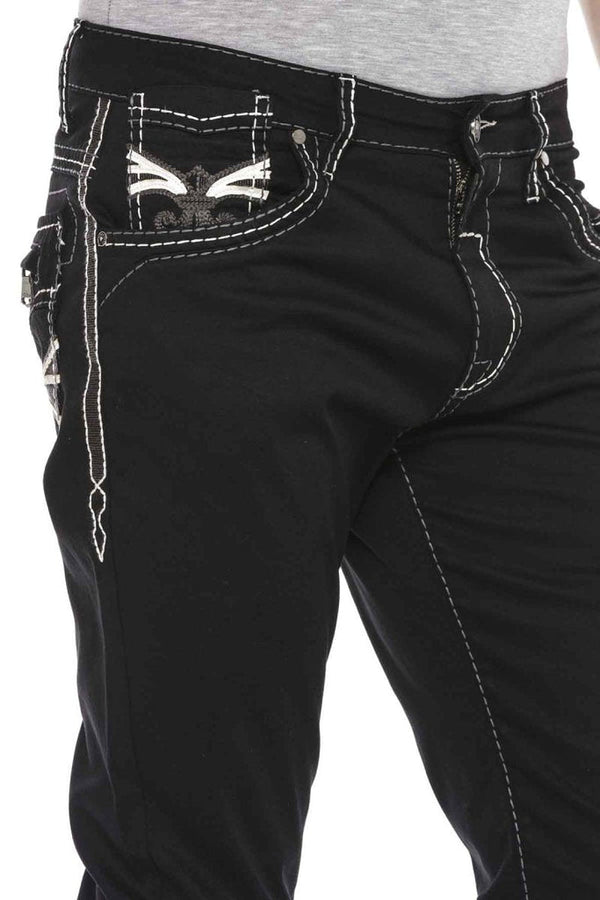 Cipo & Baxx CD585 Back Pocket Embroidered Jean Trousers BLACK