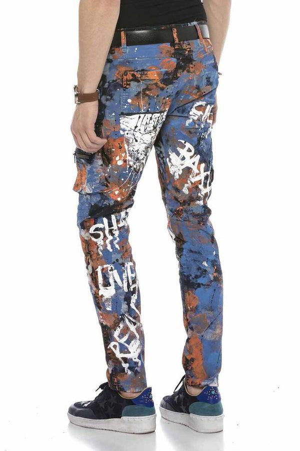 Cipo & Baxx CD587 Men's Colorful Painting Cargo Pocket Jeans RED