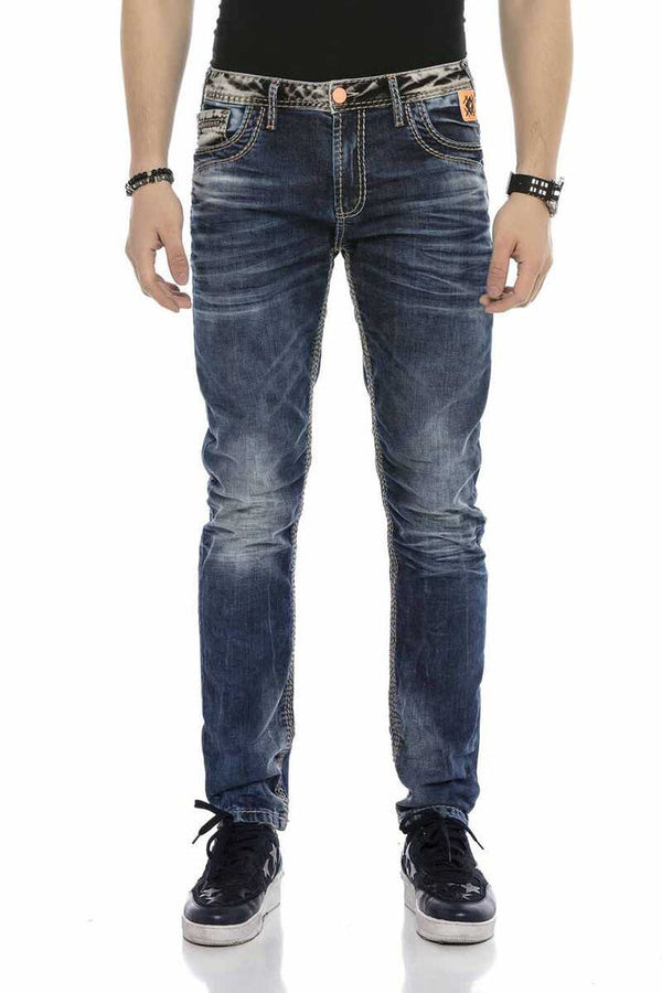 Cipo & Baxx CD593 Thick Stitched Jeans With Neon Label BLUE