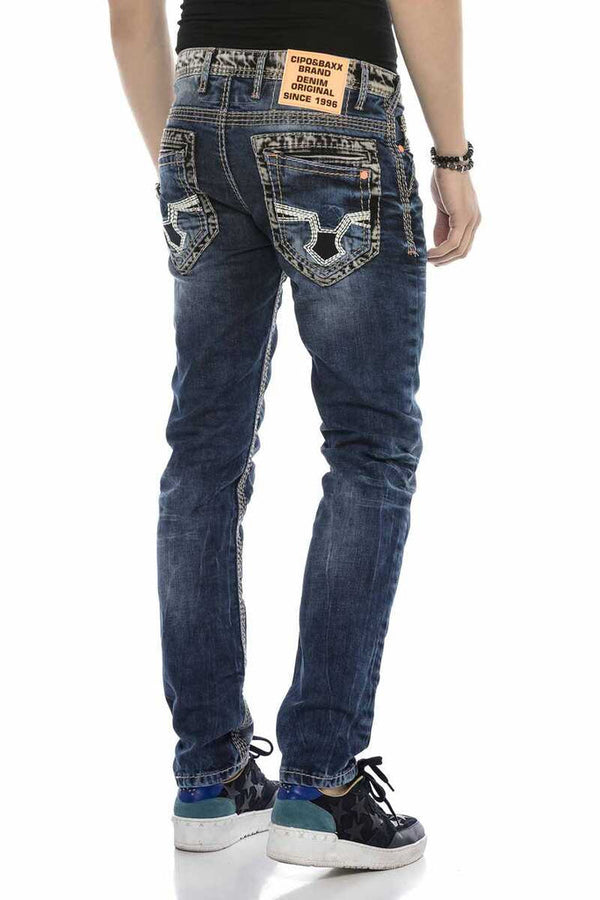 Cipo & Baxx CD593 Thick Stitched Jeans With Neon Label BLUE