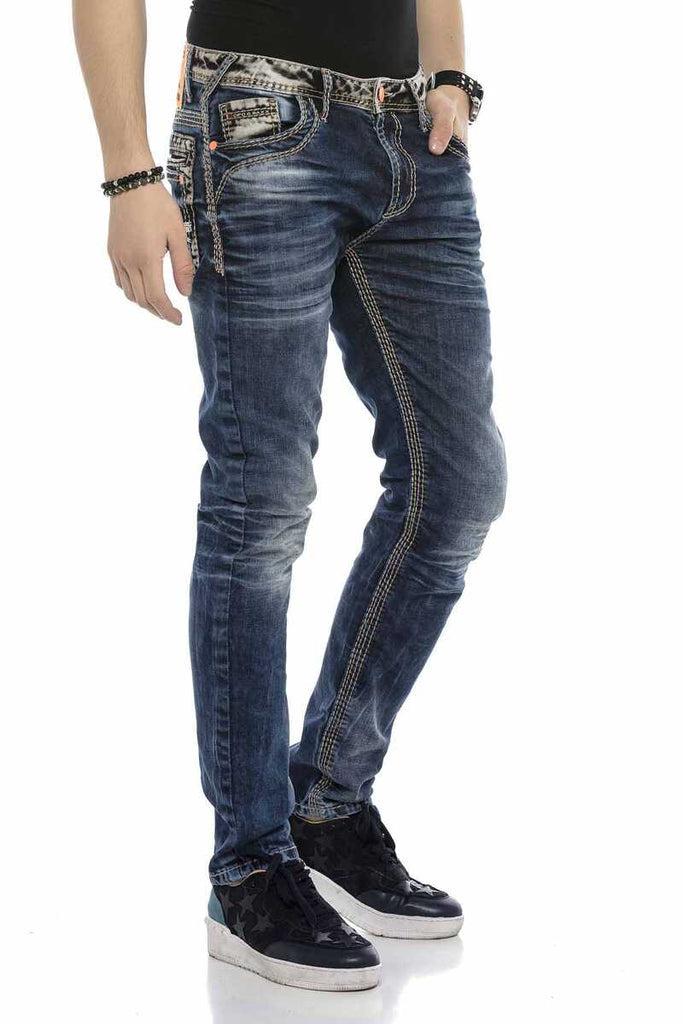 cipo & baxx CD593 Thick Stitched Jeans with Neon Label BLUE