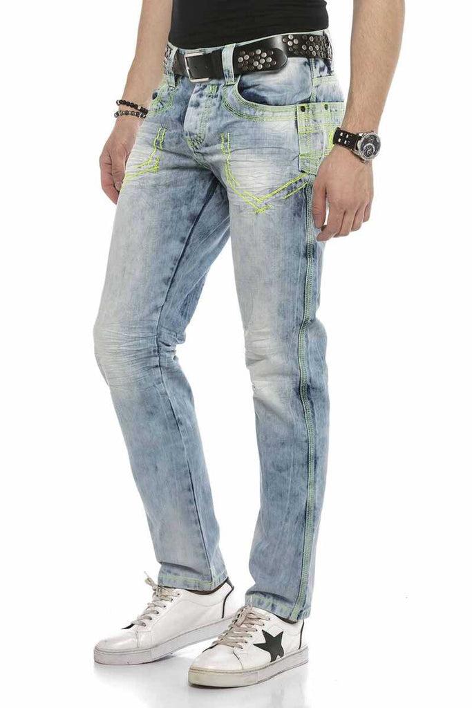 cipo & baxx CD596 Neon Pocket Embroidered Ice Blue Jean Trousers ICEBLUE