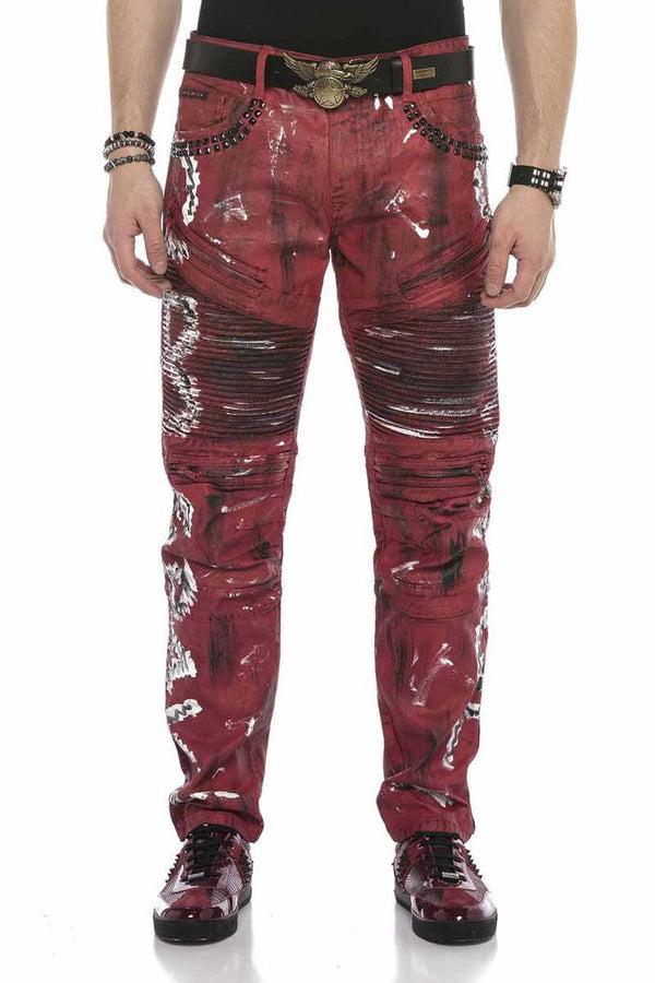 Cipo & Baxx CD608 Hand Painted Men's Jean Trousers RED