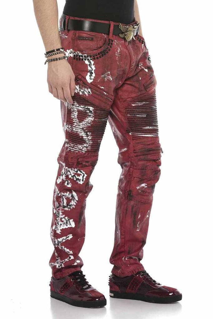 cipo & baxx CD608 Hand Painted Men's Jean Trousers RED