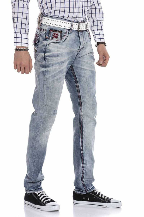 Cipo & Baxx CD612 Open Pocket Detailed Straight Fit Men's Jean Trousers BLUE