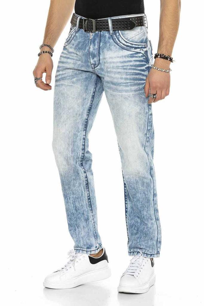 cipo & baxx CD616 Pocket Detailed Relax Fit Men's Jean Trousers ICEBLUE
