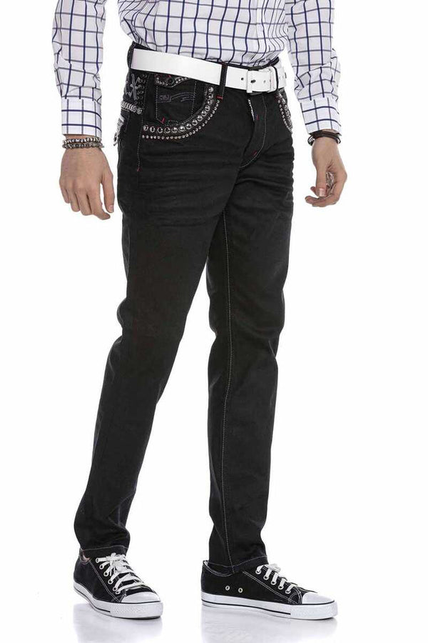 Cipo & Baxx CD663 Embroidered Men's Jean Trousers BLACK