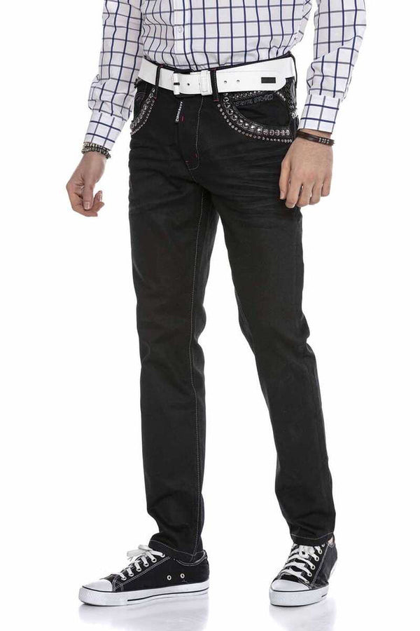 Cipo & Baxx CD663 Embroidered Men's Jean Trousers BLACK