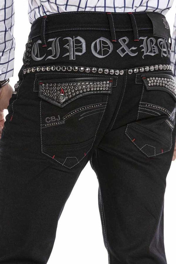 Cipo & Baxx CD663 Embroidered Men's Jean Trousers BLACK