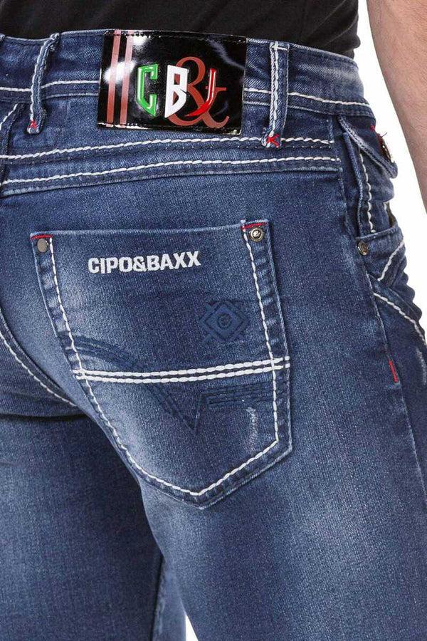 Cipo & Baxx CD692 Embroidery Detailed Men's Jean Trousers BLUE