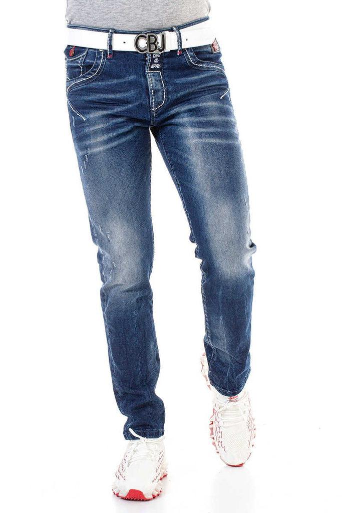 cipo & baxx CD692 Embroidery Detailed Men's Jean Trousers BLUE