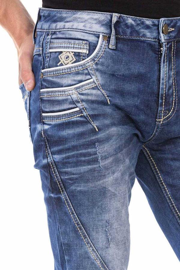 Cipo & Baxx Cd695 Pocket Embroidered Piece Men's Jean Trousers BLUE