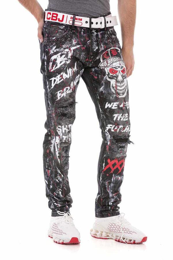 Cipo & Baxx CD700 Graffiti Hand Painted Men's Jean Trousers BLACK