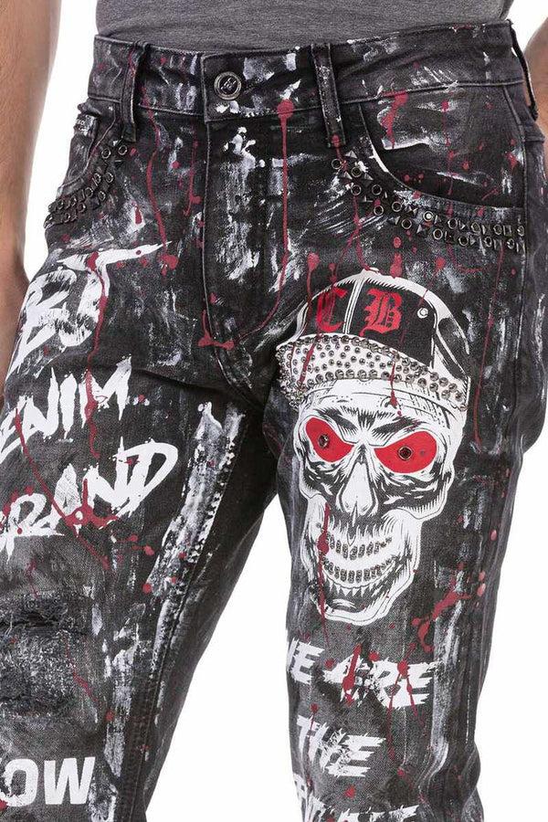 Cipo & Baxx CD700 Graffiti Hand Painted Men's Jean Trousers BLACK
