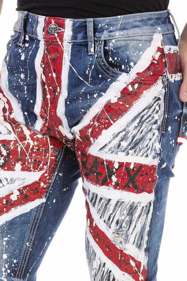 Cipo & Baxx CD714 Great Britain Printed Men's Jean Trousers BLUE