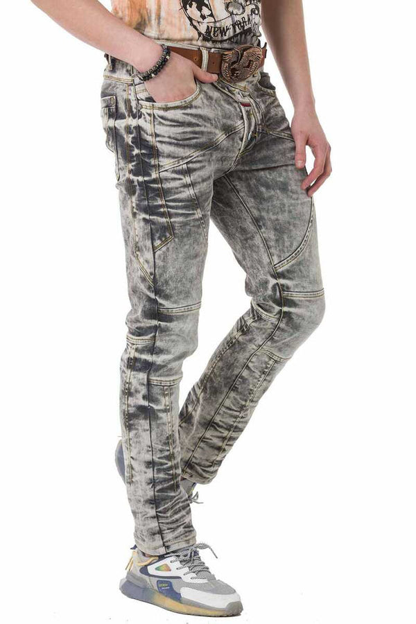 Cipo & Baxx CD718 Piece Washed Men's Jean Trousers GREY