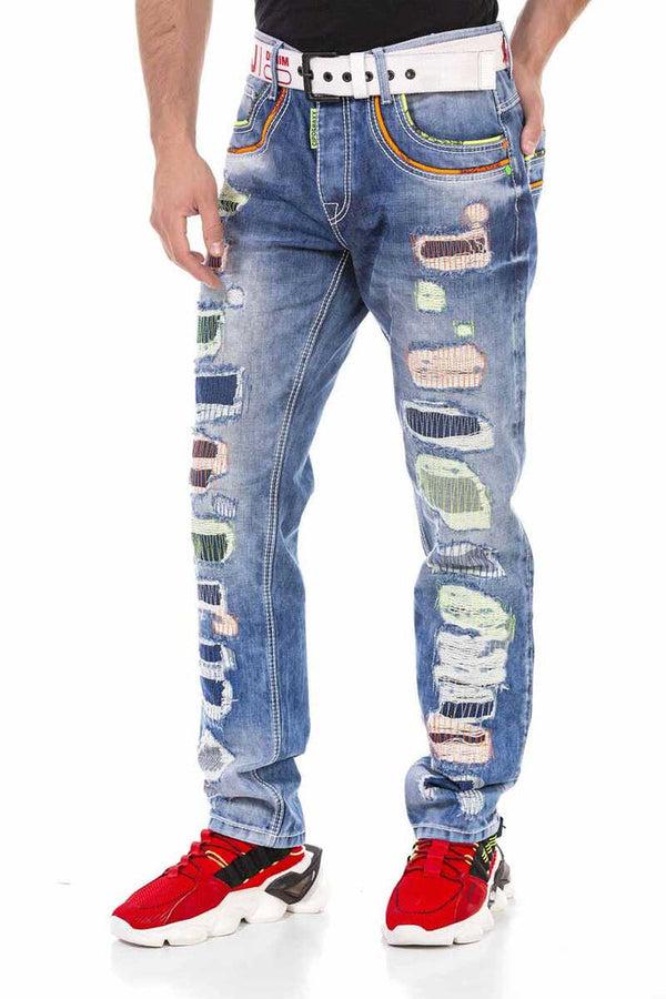 Cipo & Baxx CD720 Neon Detailed Men's Jean Trousers BLUE