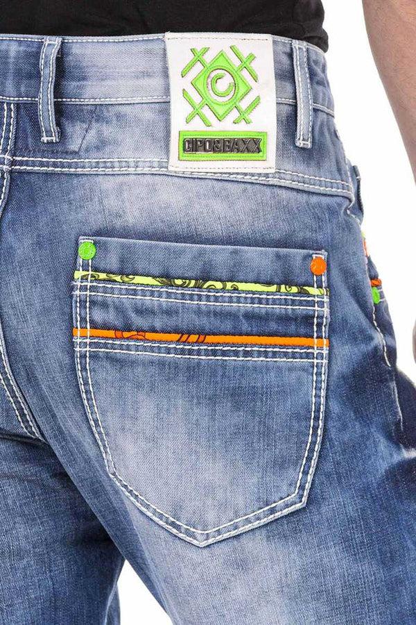 Cipo & Baxx CD720 Neon Detailed Men's Jean Trousers BLUE
