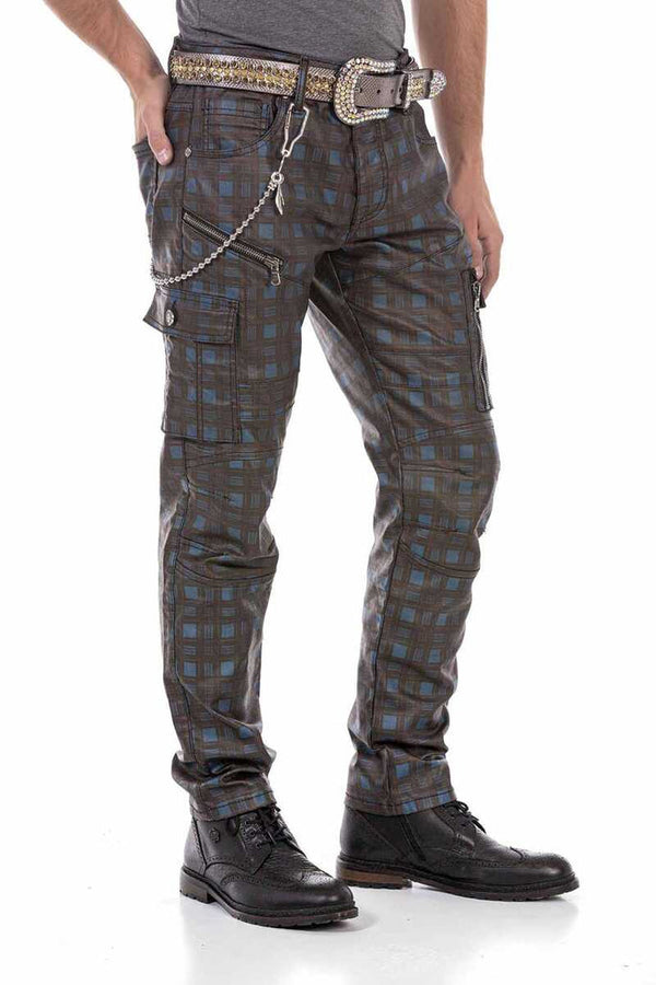 Cipo & Baxx CD721 Plaid Patterned Men's Cargo Pants RED