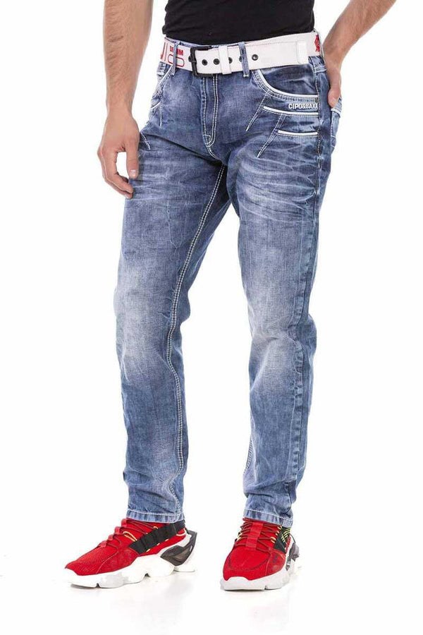 Cipo & Baxx CD723 Pocket Detailed Regular Fit Men's Jean Trousers BLUE