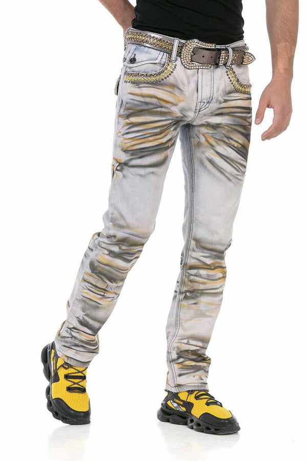 Cipo & Baxx CD733 Regular Men's Jean Trousers With Exaggerated Look GREY