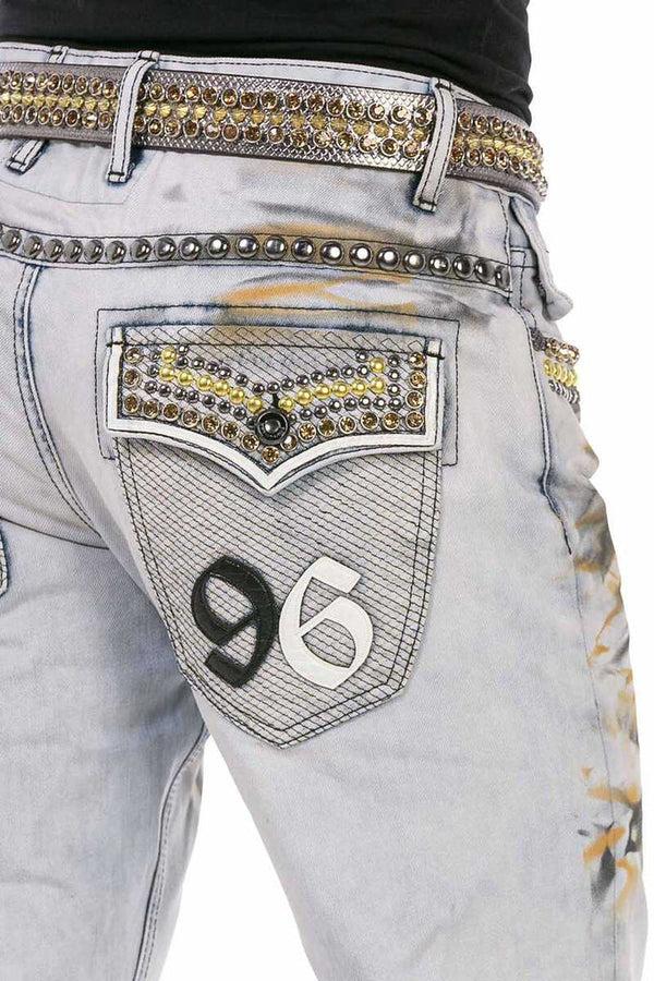 Cipo & Baxx CD733 Regular Men's Jean Trousers With Exaggerated Look GREY