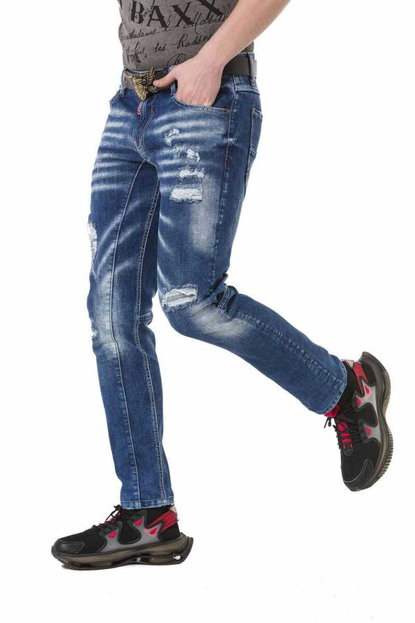 Cipo & Baxx CD781 Ripped Patched Men's Jean Trousers BLUE