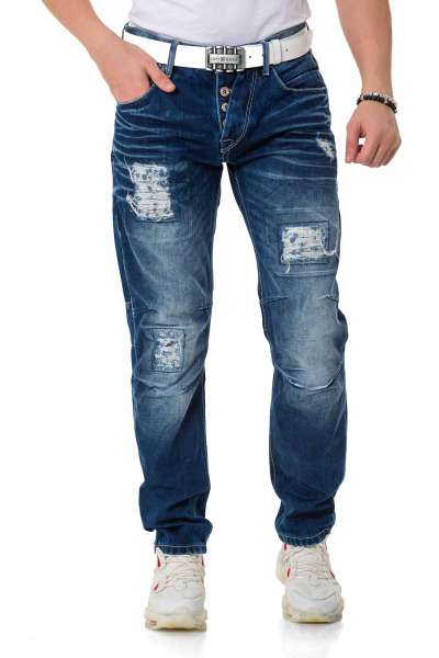cipo & baxx CD838 Flashy Regular Men's Jean Trousers BLUE