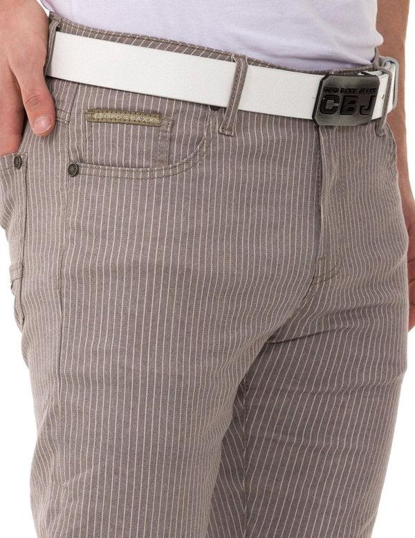 Cipo & Baxx CD841 Striped Linen Slim Fit Men's Trousers GREY
