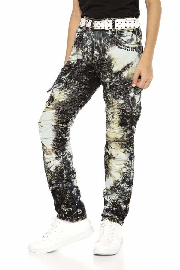 Cipo & Baxx CDK105 Batic Wash Cargo Pocket Boys' Trousers KHAKI