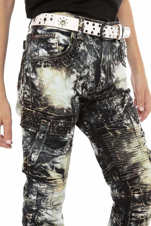 Cipo & Baxx CDK105 Batic Wash Cargo Pocket Boys' Trousers KHAKI