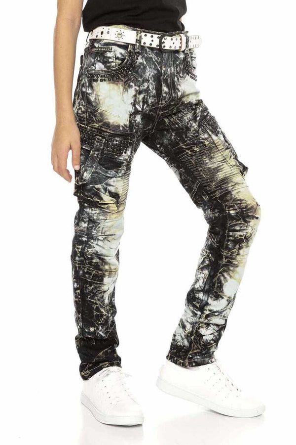 Cipo & Baxx CDK105 Batic Wash Cargo Pocket Boys' Trousers KHAKI