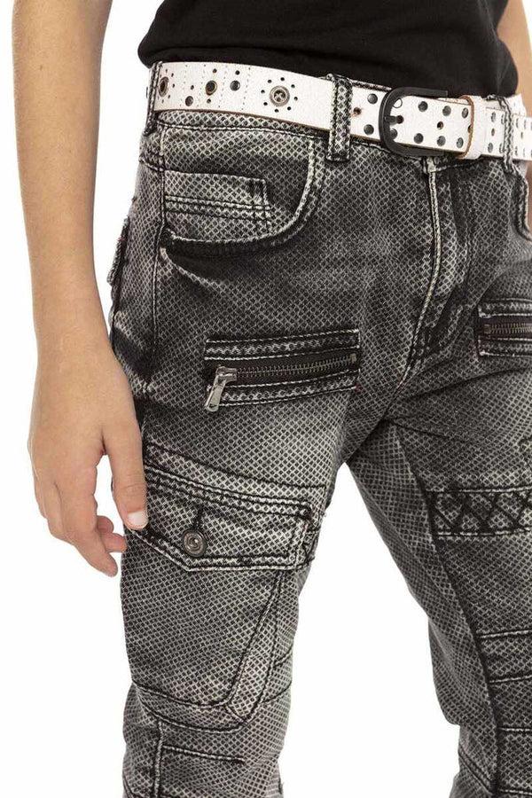 Cipo & Baxx CDK111 Biker Style Cargo Pocket Children's Jeans BLACK
