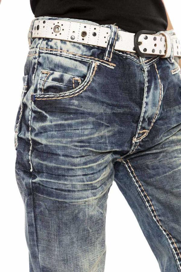 Cipo & Baxx CDK112 Embroidered Vintage Style Boy's Jeans BLUE