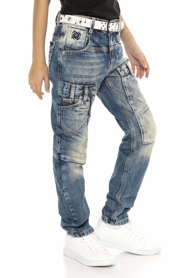 Cipo & Baxx CDK114 Rapper Style Low Waist Kids Jeans BLUE