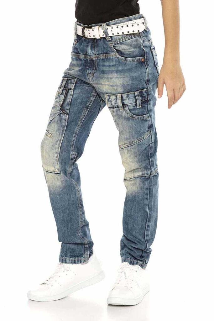 cipo & baxx CDK114 Rapper Style Low Waist Kids Jeans BLUE