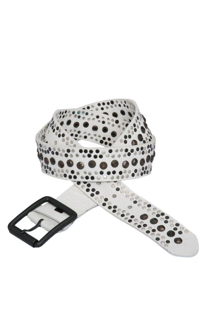 cipo & baxx CG132 Metal Embroidered Leather Men's Belt WHITE