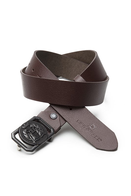 Cipo & Baxx CG145 Leather Sports Men's Belt With Metal Buckle WHITE