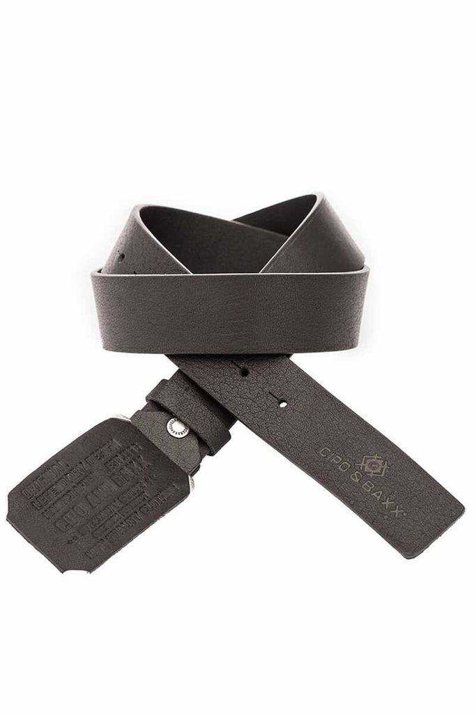 cipo & baxx CG154 Men's Leather Belt with Big Buckle BLACK