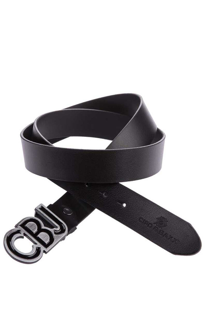 cipo & baxx CG161 CBJ Logo Buckle Genuine Leather Belt BLACK