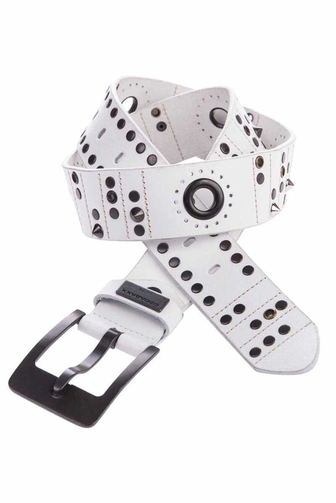 cipo & baxx CG162 Genuine Leather Metal Embroidered Belt BLACK