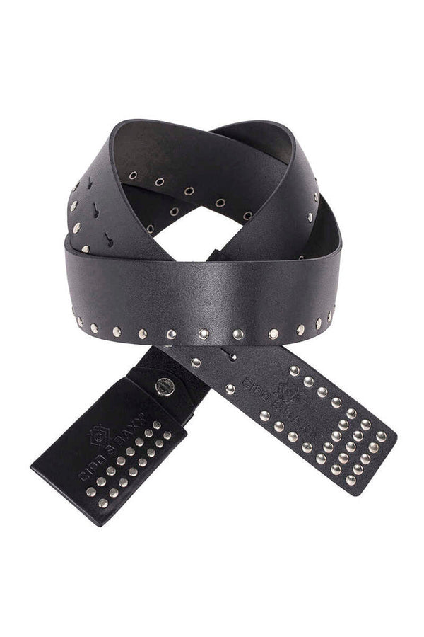 Cipo & Baxx CG163 Flat Genuine Leather Belt With Metal Buckle BLACK