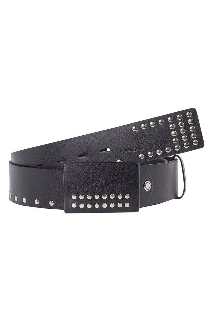 cipo & baxx CG163 Flat Genuine Leather Belt with Metal Buckle BLACK