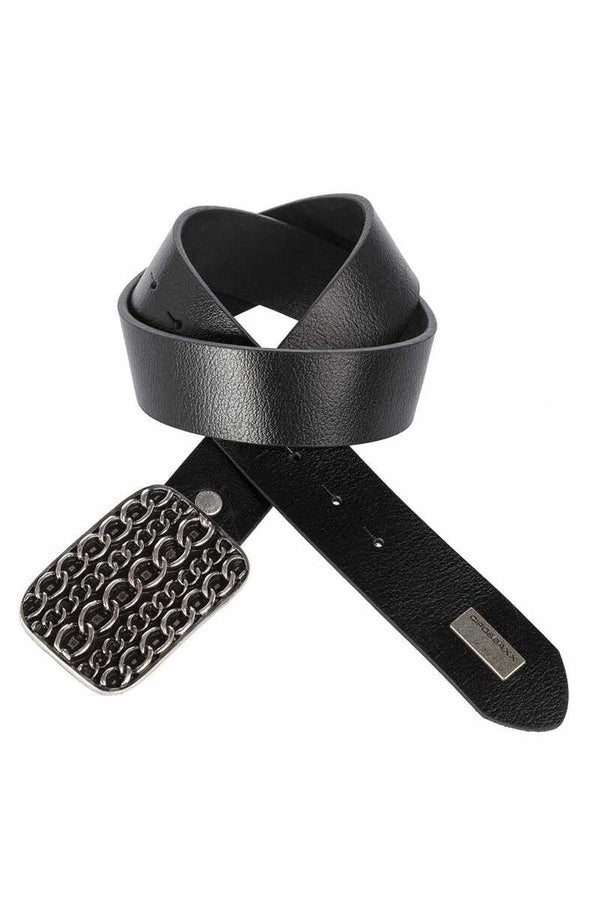 Cipo & Baxx CG164 Leather Belt With Metal Chain Buckle WHITE